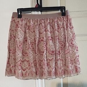 Fossil Stylish Wine & Beige Patterned Skirt
